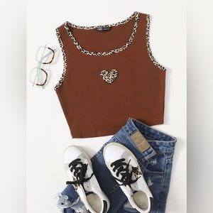 Leopard Heart Print Tank Top